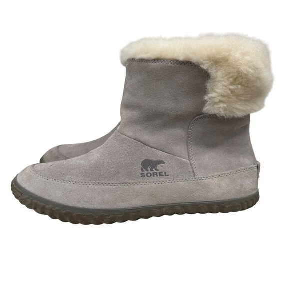 Sorel Gray Ankle Boots with Cream Fur - Picture 2 of 10